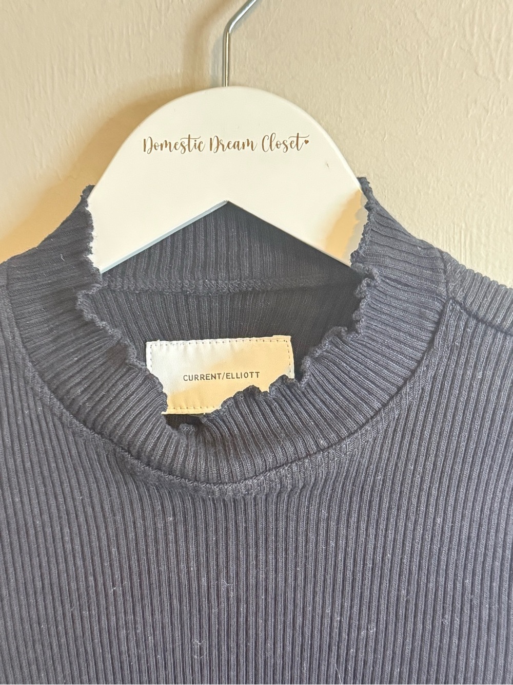 CURRENT/ELLIOTT Women’s Black THE RUFFLE RIB TOP Long Sleeve Knit Ruffle Size M - Picture 5 of 7
